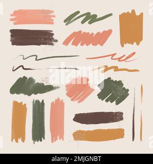 Ink brush stroke element vector set with glitter Stock Vector