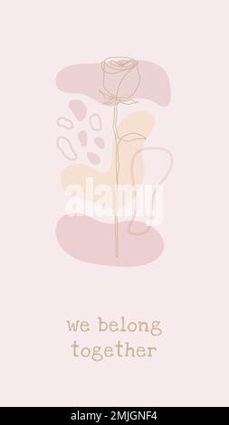 iPhone pink wallpaper template vector with rose flower Stock Vector