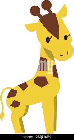 A simple giraffe without outlines. Flat illustration.Adorable illustrations for children. Stock Vector