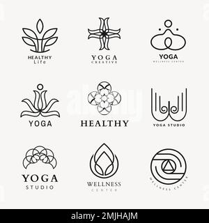 Beauty spa logo template, professional design for health & wellness business vector set Stock Vector