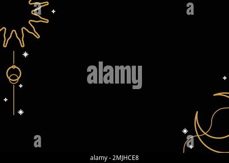 Gold moon and sun border on a black background vector Stock Vector