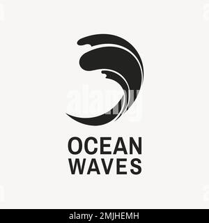 Modern ocean logo template, simple water illustration for business vector Stock Vector
