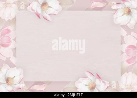 Pink blooming floral frame vector Stock Vector