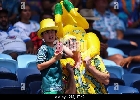 Sydney, Australia. 28th Jan 2023. 28th January 2023; Allianz Stadium, Sydney, NSW, Australia: HSBC Sydney Rugby Sevens Australia versus Canada ; Australia fans Credit: Action Plus Sports Images/Alamy Live News Stock Photo