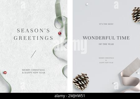 Christmas greeting card template vector set Stock Vector
