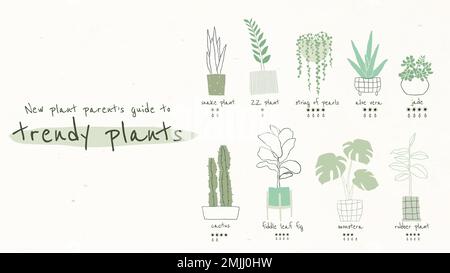 Trendy houseplant guide template vector for blog banner Stock Vector