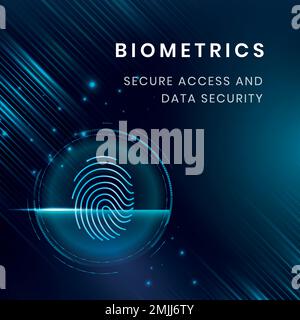 Biometrics security technology template vector with fingerprint scan Stock Vector