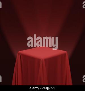 Red fabric covering a cube or a table vector illustration Stock Vector