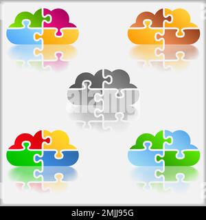 Abstract cloud made of puzzle pieces, design elements for your logo, vector eps10 illustration Stock Vector