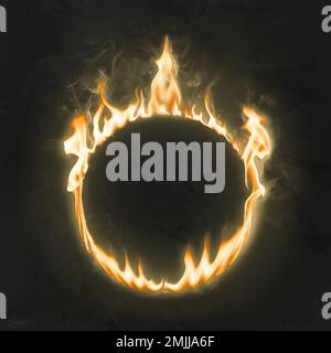 Flame frame, circle shape, realistic burning fire vector Stock Vector ...