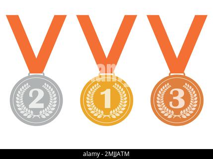 medals - gold, silver and bronze medal, vector illustration on white background Stock Vector