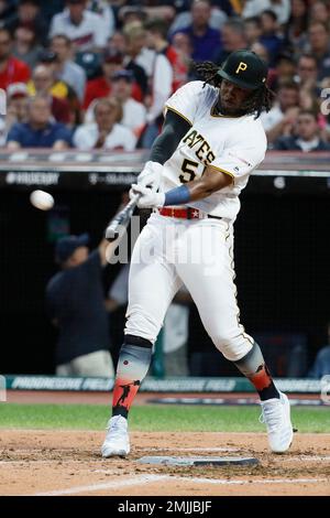 Josh Bell of the Pittsburgh Pirates hits during the Major League