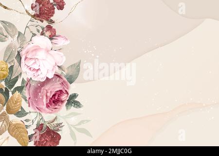 Flower background aesthetic border vector, remixed from vintage public domain images Stock Vector