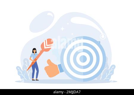 Digital business illustration. Characters generating ideas, targeting audience and analyzing marketing data. Business activities concept. Flat vector Stock Vector