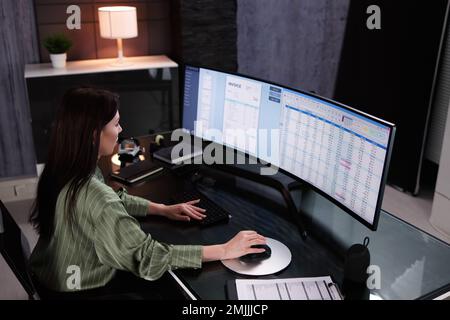 Account Manager In Office Coding Medical Bill Stock Photo