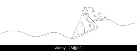 Party popper one line with ribbon and confetti. Continuous line popper party. Vector illustration Stock Vector