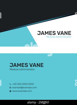 Editable business card template vector in blue and black modern design collection Stock Vector