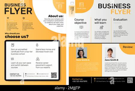 Editable business flyer template vector in yellow modern design Stock Vector