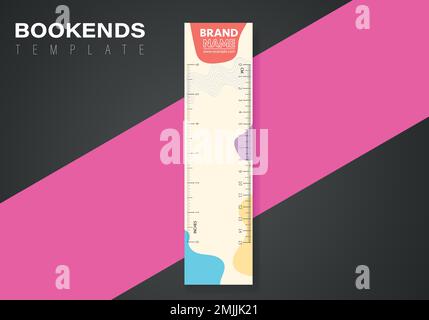 Vertical vector bookmarks design template with ruller and logo space. Inch and cm ruller on bookmarks design template. Stock Vector