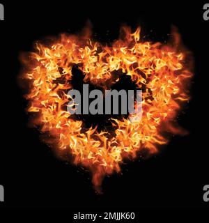 Heart flame sticker, orange creative design vector Stock Vector