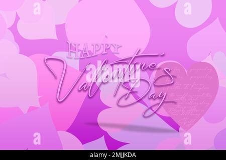 Illustration of Dia de San Valentin or Valentine's Day. Soft pink, pastel colors and hearts. Space for text. Stock Vector