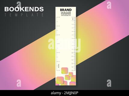 Vertical vector bookmarks design template with ruller and logo space. Inch and cm ruller on bookmarks design template. Stock Vector