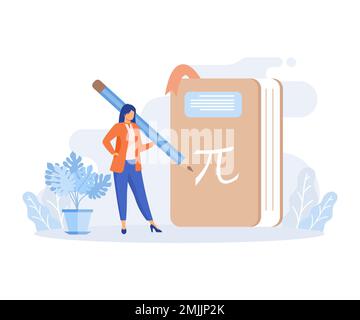 Back to school illustration set. Characters preparing to start a new academic year. Students studying lessons, reading books and organizing school bac Stock Vector