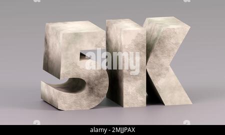 Luxury concrete sign 5k online internet media blog followers 3D render illustration on red cubes Stock Photo
