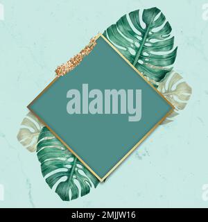 Green leafy rhombus frame vector Stock Vector