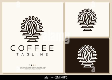Minimalist coffee bean logo design.  Stock Vector