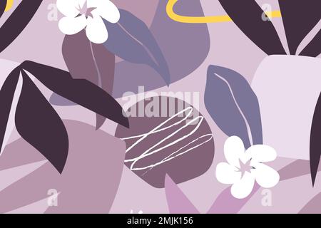 Purple leaf background, seamless pattern vector Stock Vector