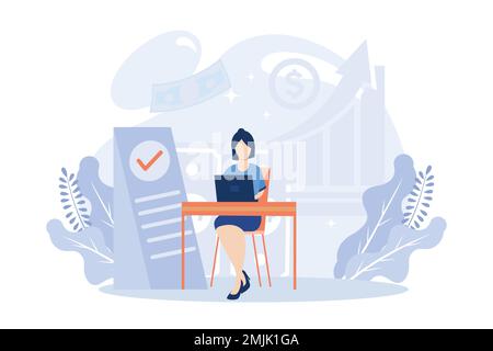 Business people illustration. Diverse characters and persons with disability working together at office. People talking with colleagues and planning f Stock Vector