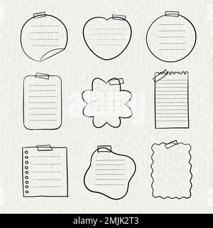 Sticky note vector set in hand drawn style Stock Vector