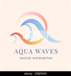 Aqua business logo template, professional creative color flat design vector Stock Vector