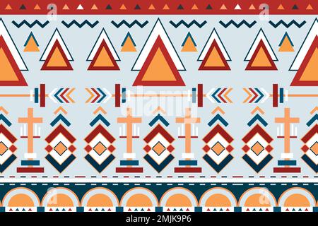 Ethnic geometric background, pattern vector, seamless colorful design Stock Vector