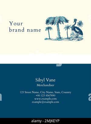 Editable business card template vector blue tropical theme Stock Vector