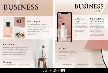 Editable business flyer template vector in feminine style design Stock Vector