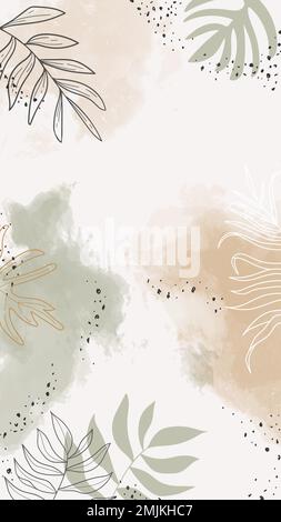 Beige Leafy Watercolor Mobile Phone Wallpaper Vector Stock Vector Image Art Alamy