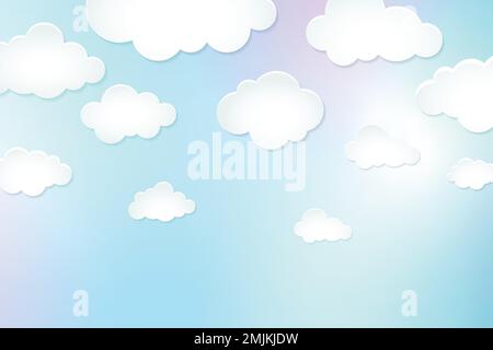 Cloud background, pastel paper cut design vector Stock Vector