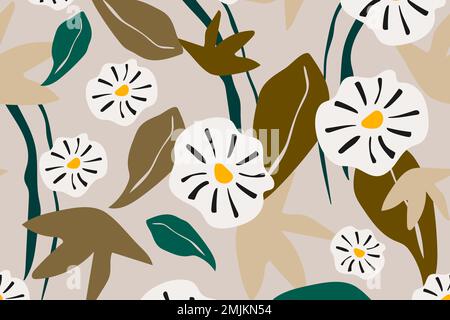 Flower seamless pattern aesthetic background design vector Stock Vector