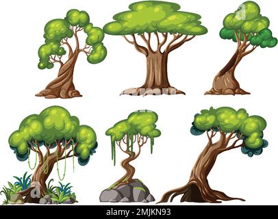 Set of different fairytale trees illustration Stock Vector Image & Art ...
