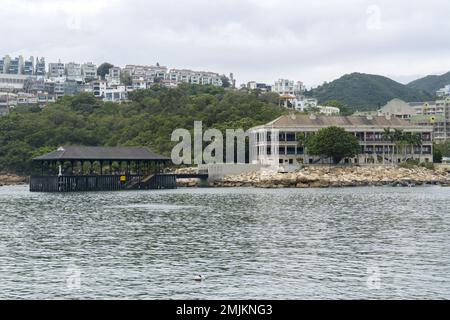 Hong Kong, China - Nov 21 2022 : Murray House and Blake Pier At Stanley, Long Shot, Eye Level View Stock Photo