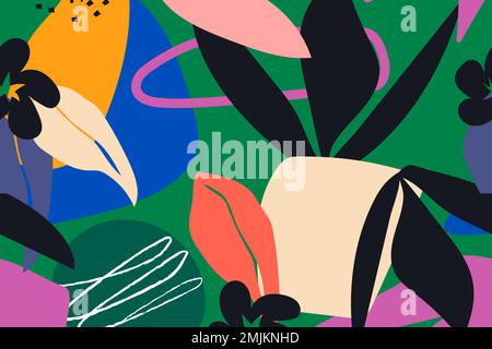 Colorful jungle background, seamless pattern vector Stock Vector
