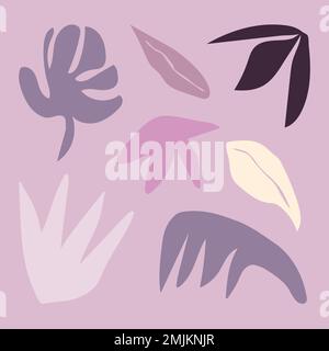 Abstract memhis leaf purple shapes, design element set vector Stock Vector