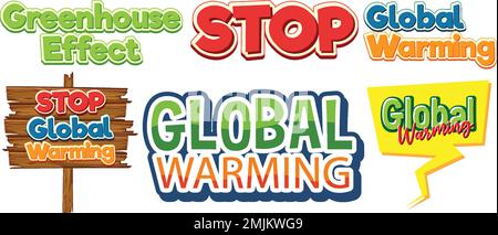 Set of global warming banner sign illustration Stock Vector Image & Art ...