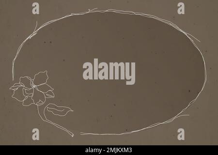 Brown flower frame background vector with round border design Stock Vector