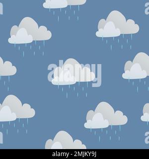 Cute seamless kids pattern background, rainy cloud vector illustration Stock Vector