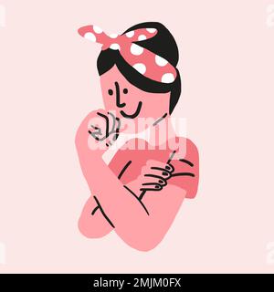 Feminist movement sticker, strong empowered woman illustration vector Stock Vector