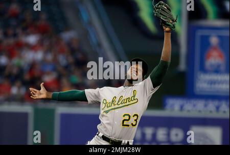 Oakland Athletics' Jurickson Profar makes a diving catch of a blooper  News Photo - Getty Images