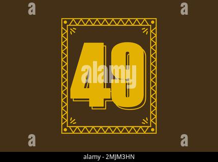 Number 49 in retro rectangle frame design Stock Vector